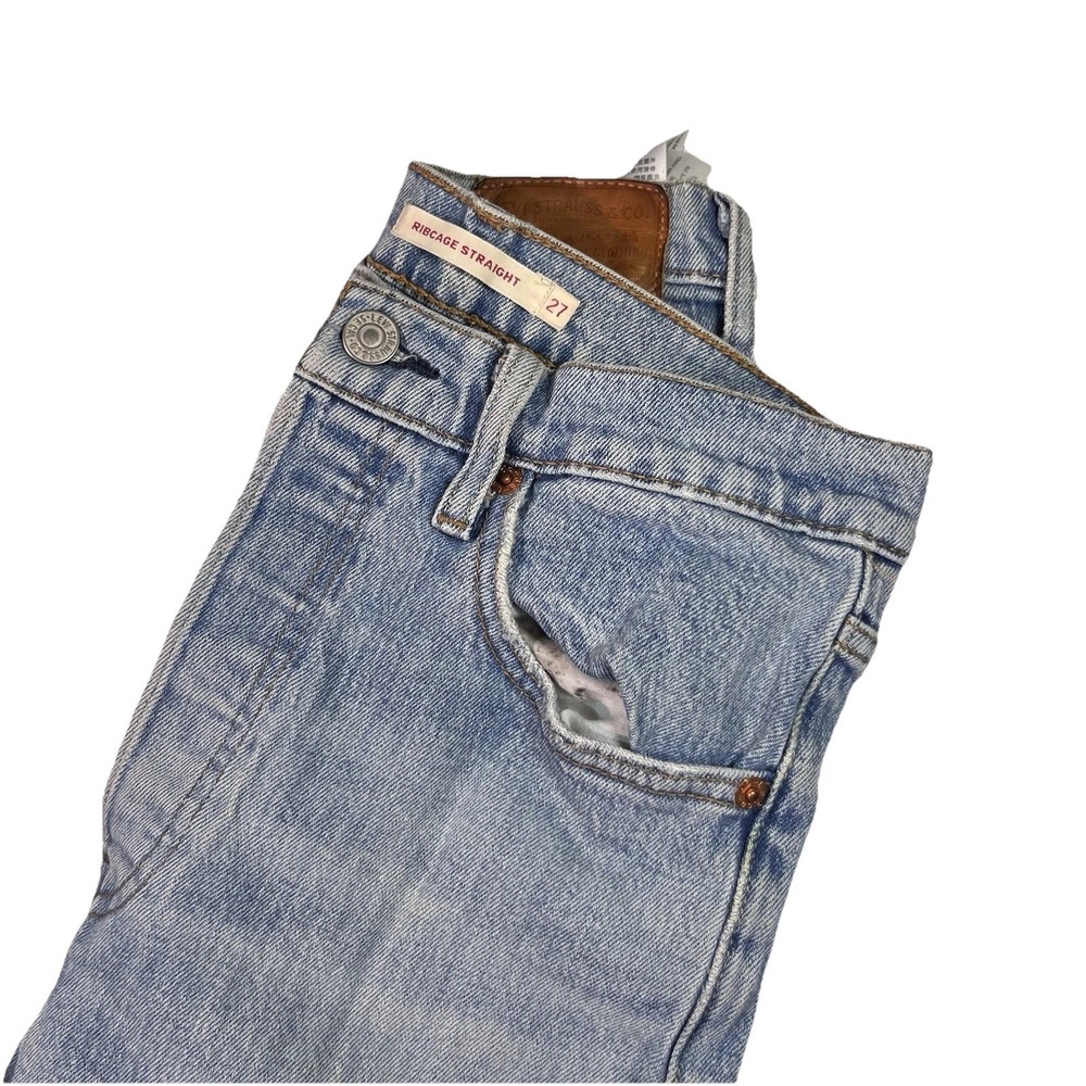 Levi's Womens Ultra High Rise Premium Ribcage Straight Jeans Med Wash 27x27 EUC